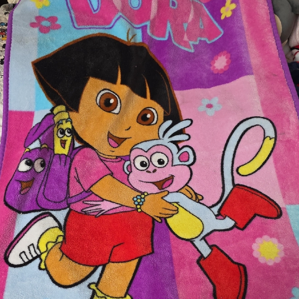 Vtg Dora The Explorer Character Blanket